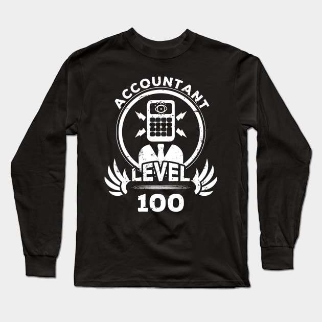 Level 100 Accountant Accountancy Fan Gift Long Sleeve T-Shirt by atomguy